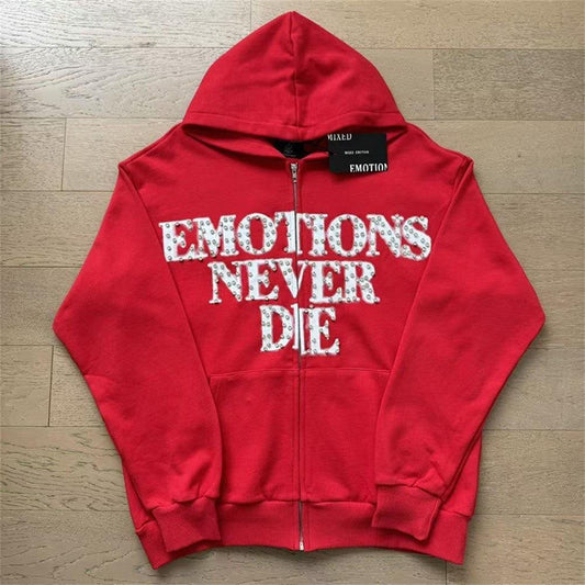 Red ‘End’ Rhinestone hoodie