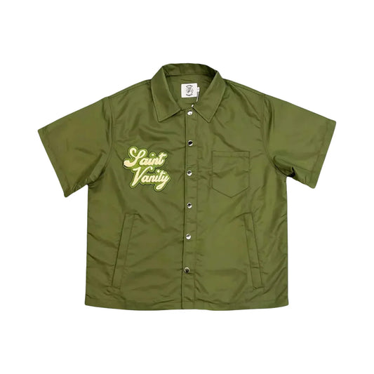 Nylon Button Up Olive