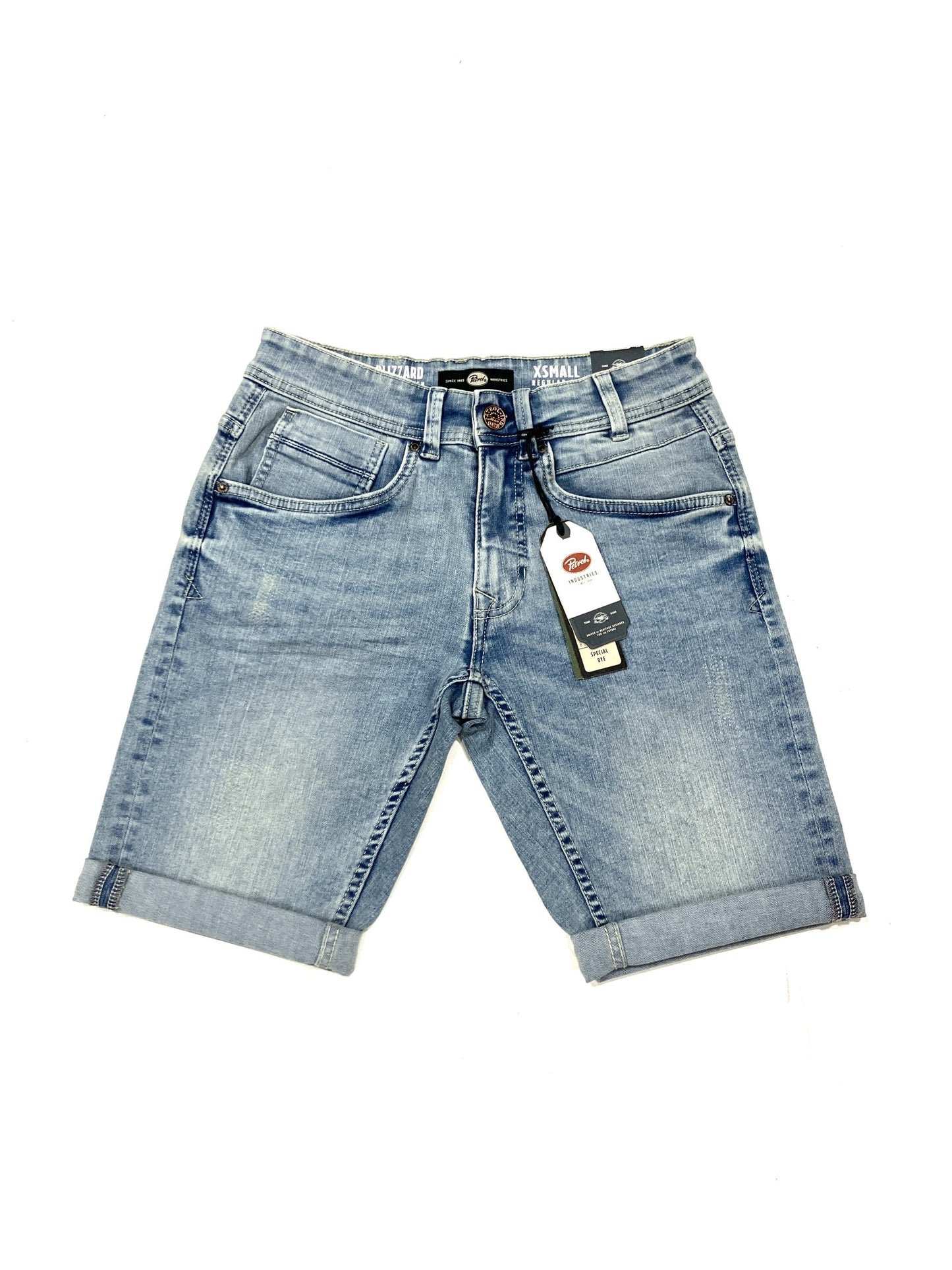 ME rhinestone denim shorts blue