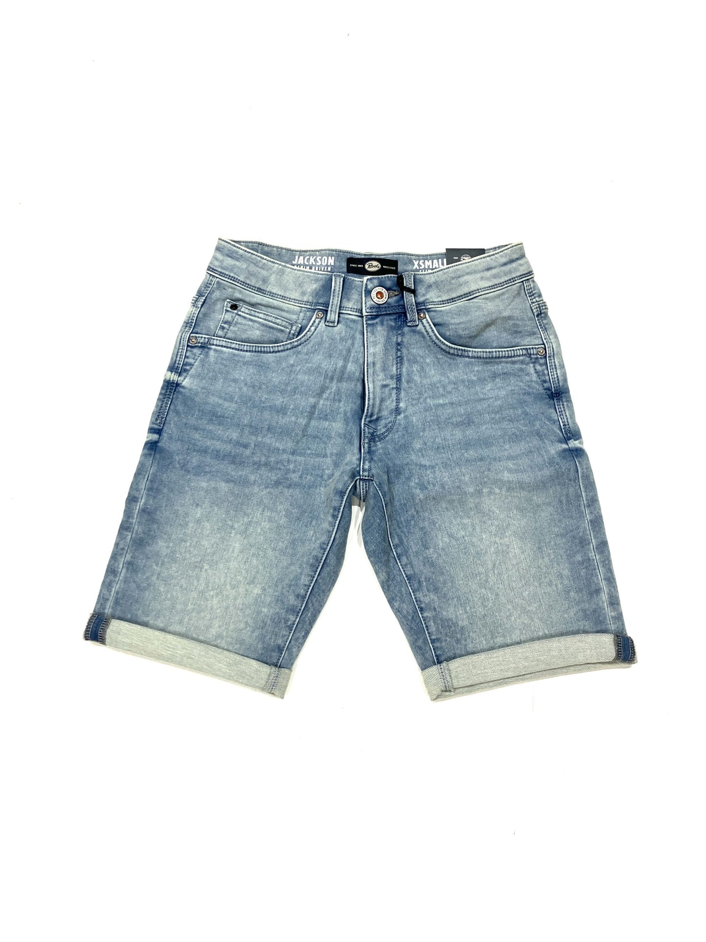 ME rhinestone denim shorts blue