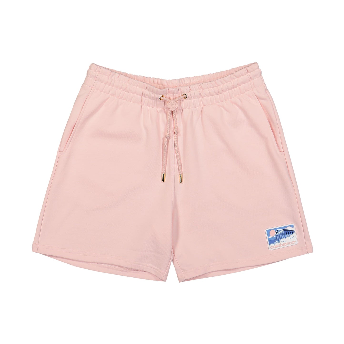 greek temple rubber patch sweatshorts pink loopback