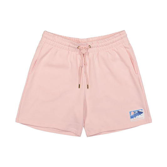 greek temple rubber patch sweatshorts pink loopback