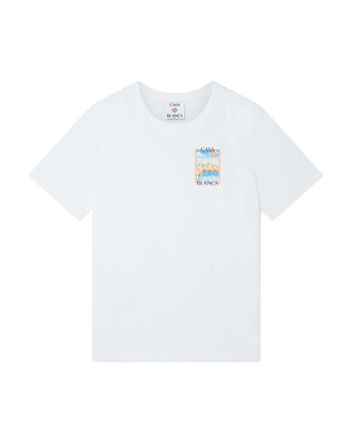 surreal pool printed tee white jersey