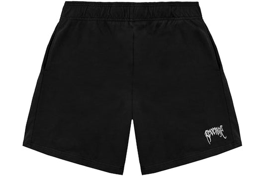 White Embroidered Basic Shorts Black