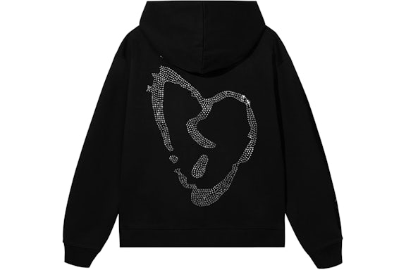 X heartbreak bejeweled hoodie black/clear