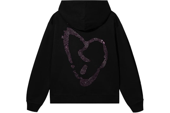 X heart break bejeweled hoodie black/purple