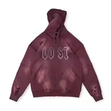 Mens Burgundy Zip Up