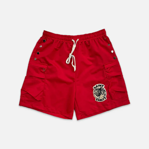 Nylon Cargo Shorts Red