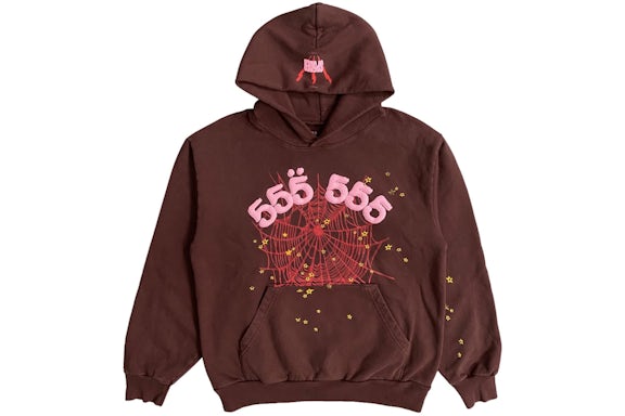 Sp5der Brown Angel Number Hoodie