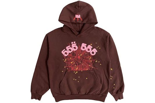 Sp5der Brown Angel Number Hoodie