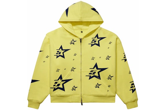 YELLOW DOUBLE LAYER 5STAR ZIP HOODIE (PRODUCT A