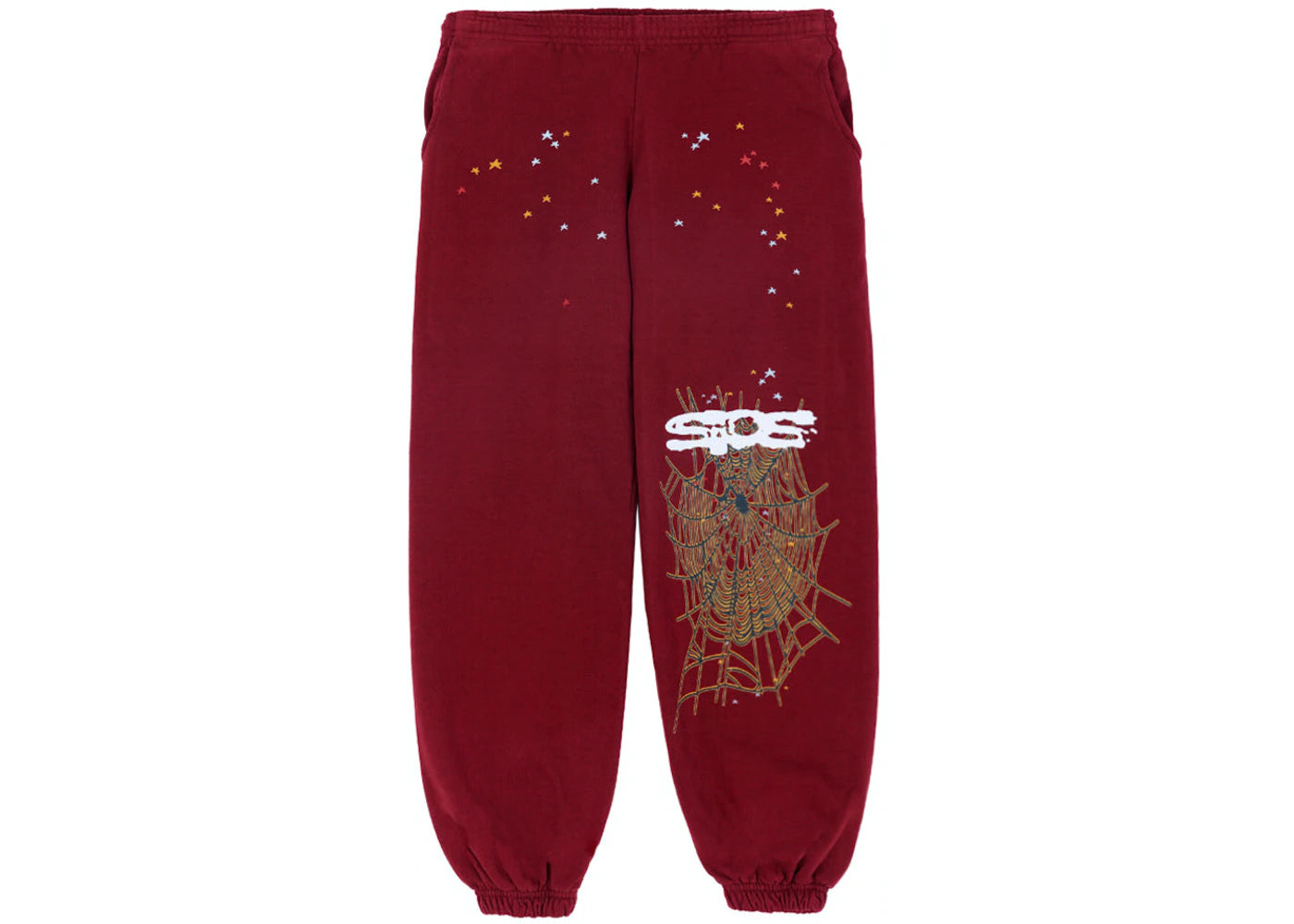 Sp5der Maroon Logo Sweatpants
