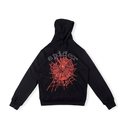 Sp5der Black OG Rhinestone Logo Hoodie