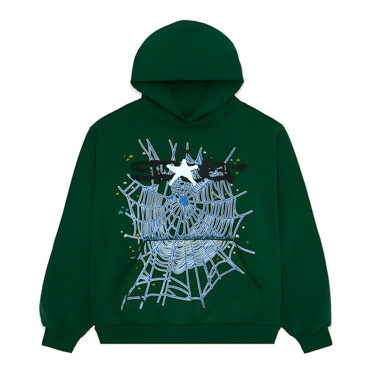 Sp5der Hunter Green Web Hoodie
