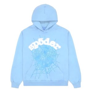 Sp5der Sky Blue Web Hoodie