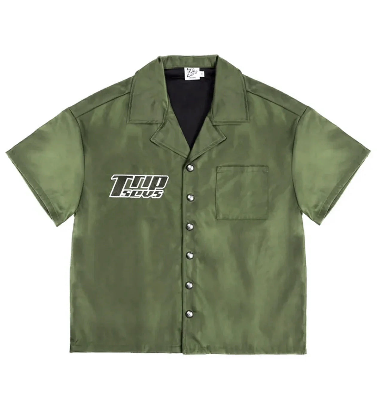 Nylon Button Up Tee Olive