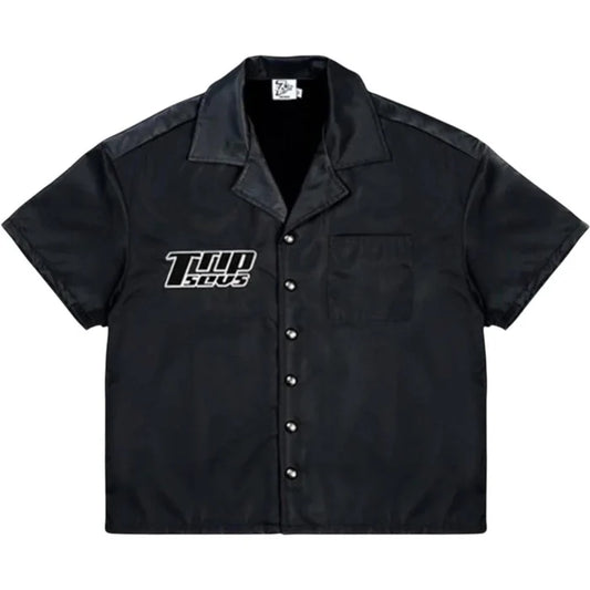 Nylon Button Up Shirt Black
