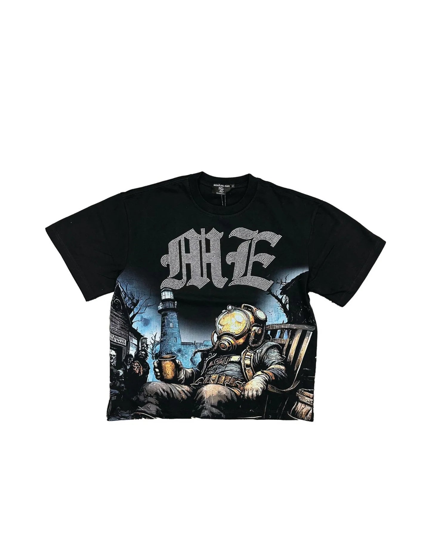 Astronaut rhinestone black tee