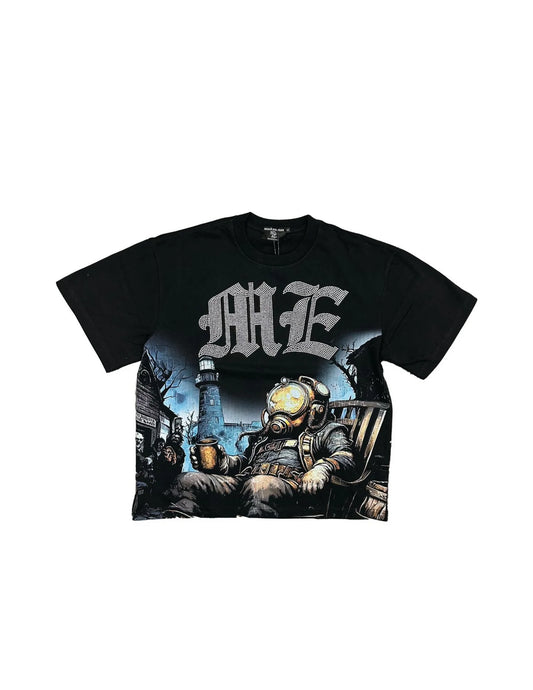 Astronaut rhinestone black tee