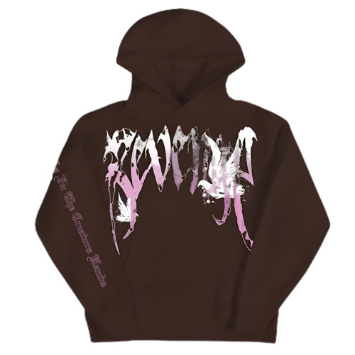 Graffiti Dove Hoodie Chocolate Brown