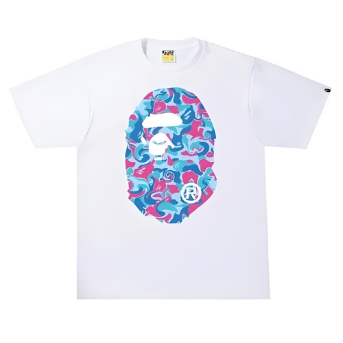 BAPE Big Head Marble Camo White Tee