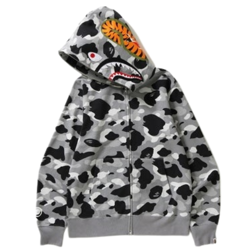 BAPE Shark Full Zip Hoodie Black Grey