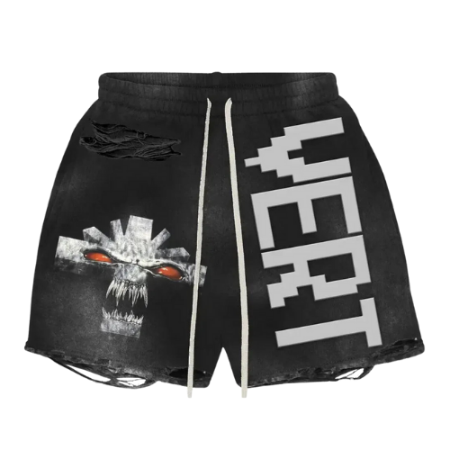 Vonster Cross Distressed Shorts Black