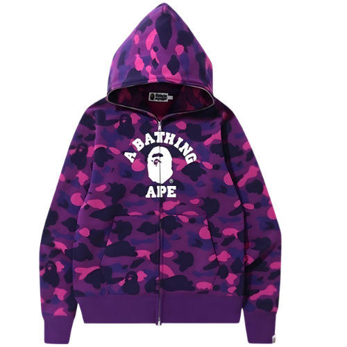 BAPE College Pullover Hoodie Purple