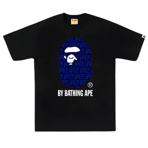 BAPE Big Head Navy Monogram Black Tee
