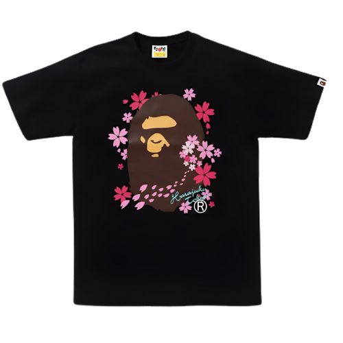 BAPE Big Head Sakura Black Tee