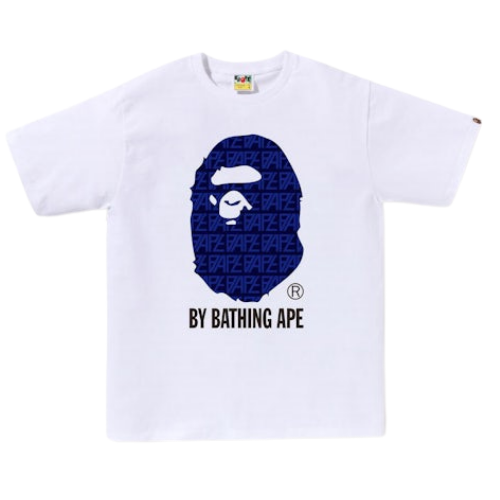 BAPE Big Head Navy Monogram White Tee