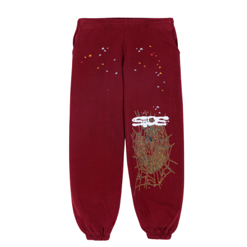 Sp5der Maroon Logo Sweatpants