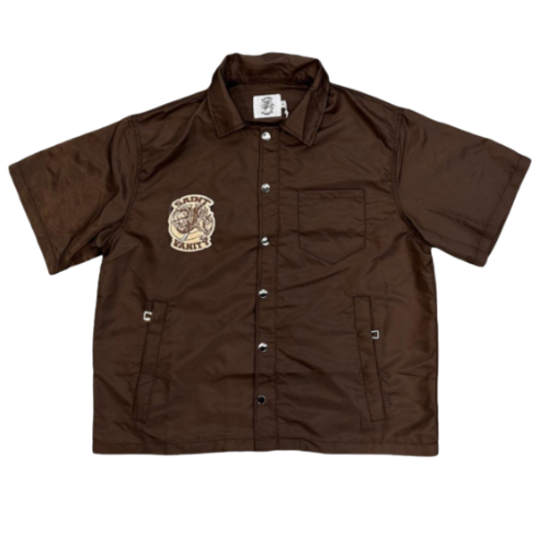 Nylon Button Up Brown