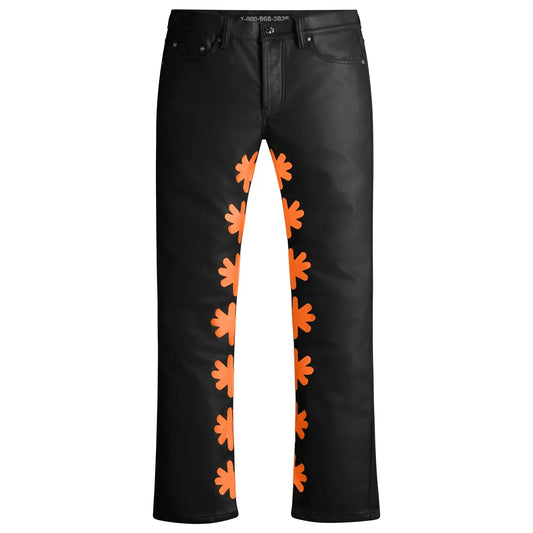 Leather Pant Black/Orange