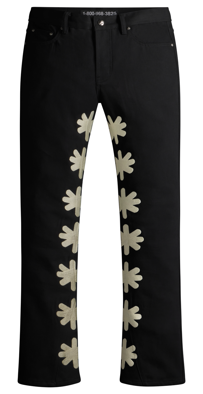 Studded Sun Logo Denim Pant Blue/Bone