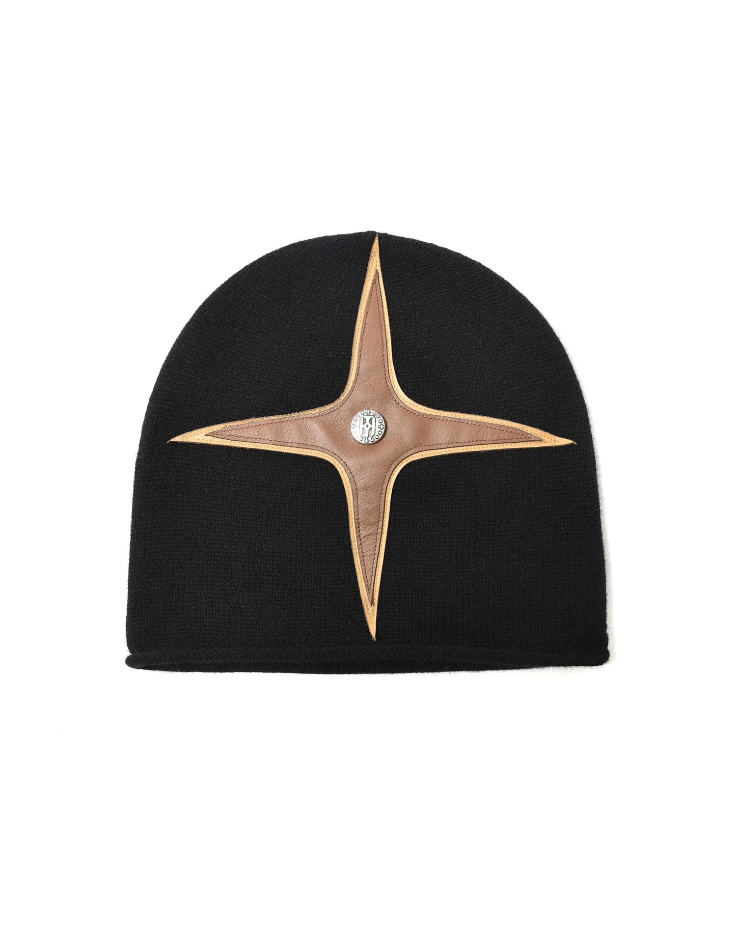 Cross Patchwork Leather Beanie