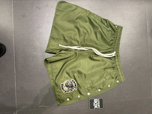 Nylon Button Up Shorts Olive