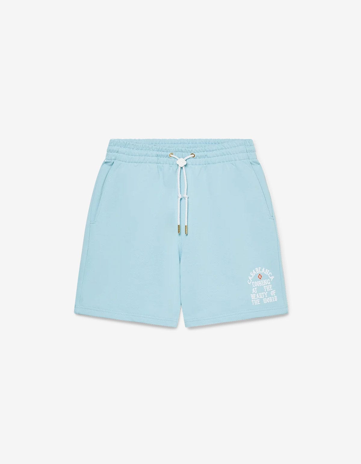 looking at the beauty of the world sweatshorts pale blue loopback