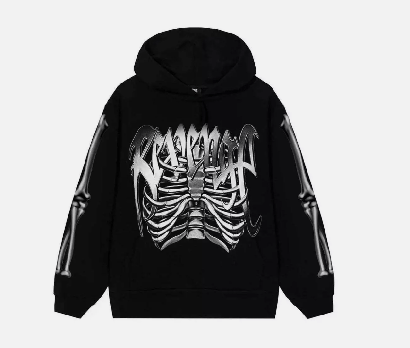 Chrome Skeleton Hoodie Black