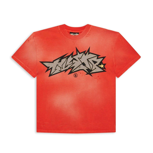 Cracked Logo Distressed Tee Red