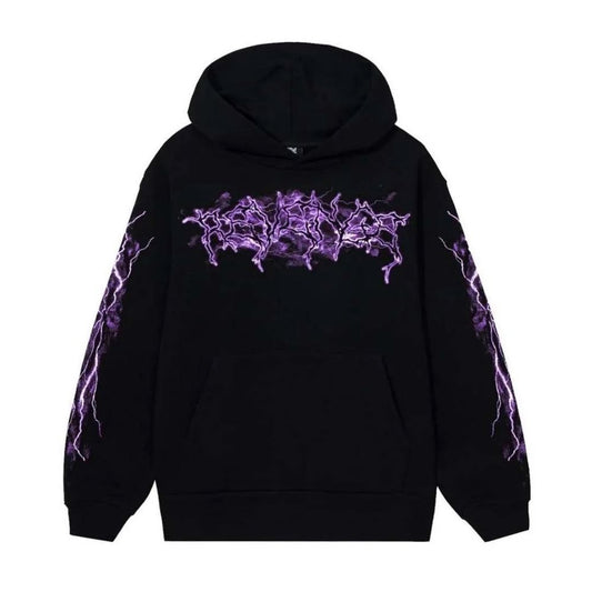 Purple Lightning Hoodie Black