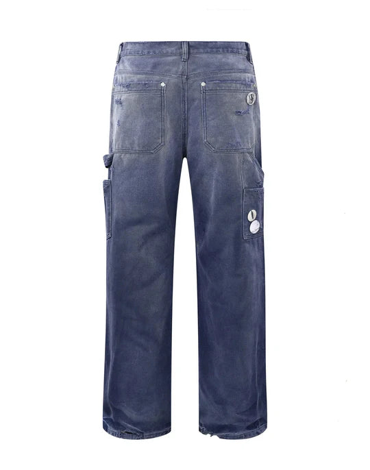 1920s Workwear Pants Blue