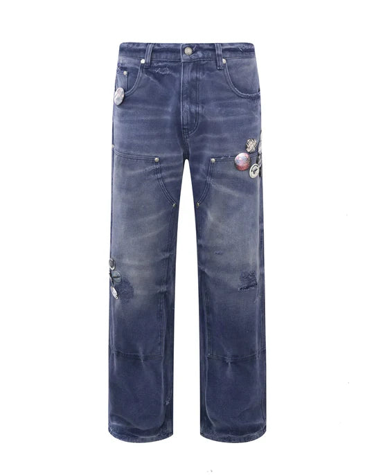 1920s Workwear Pants Blue