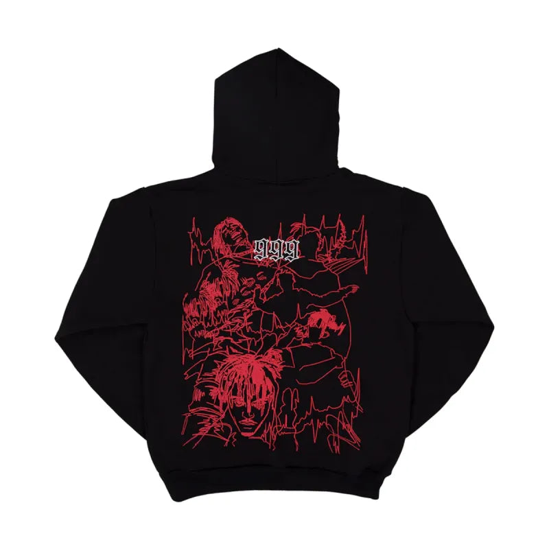 Outline Sketch Hoodie Black/Red