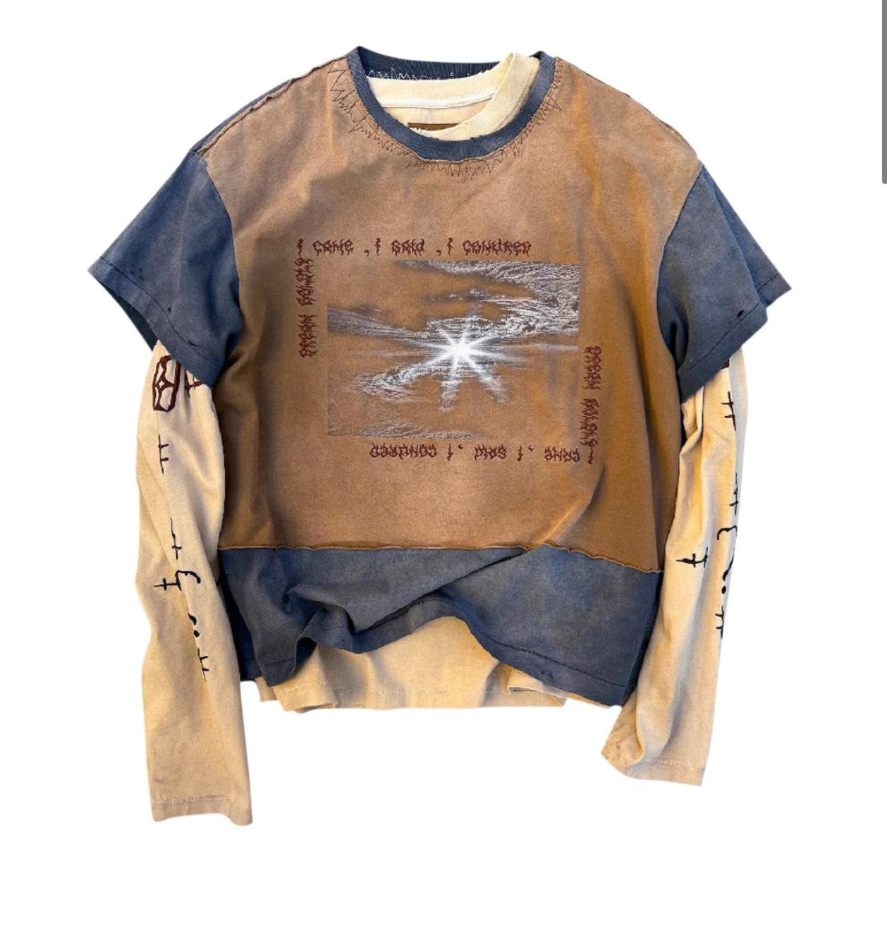 Three Piece Distressed Stained L/S