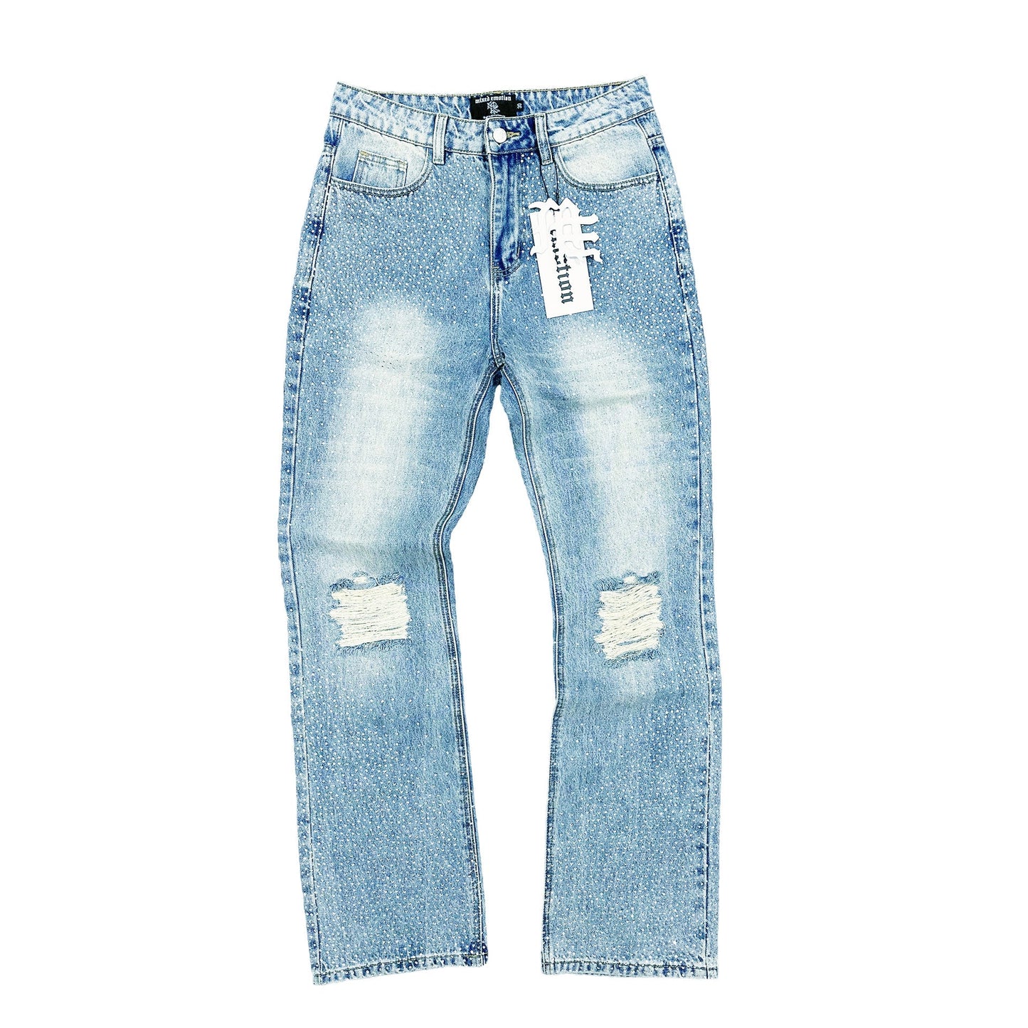 Rhinestone Denim Jeans Blue