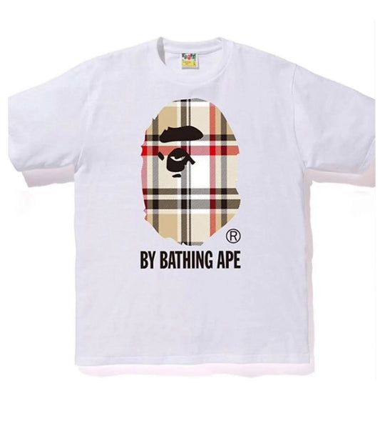 BAPE Big Head Check White Tee