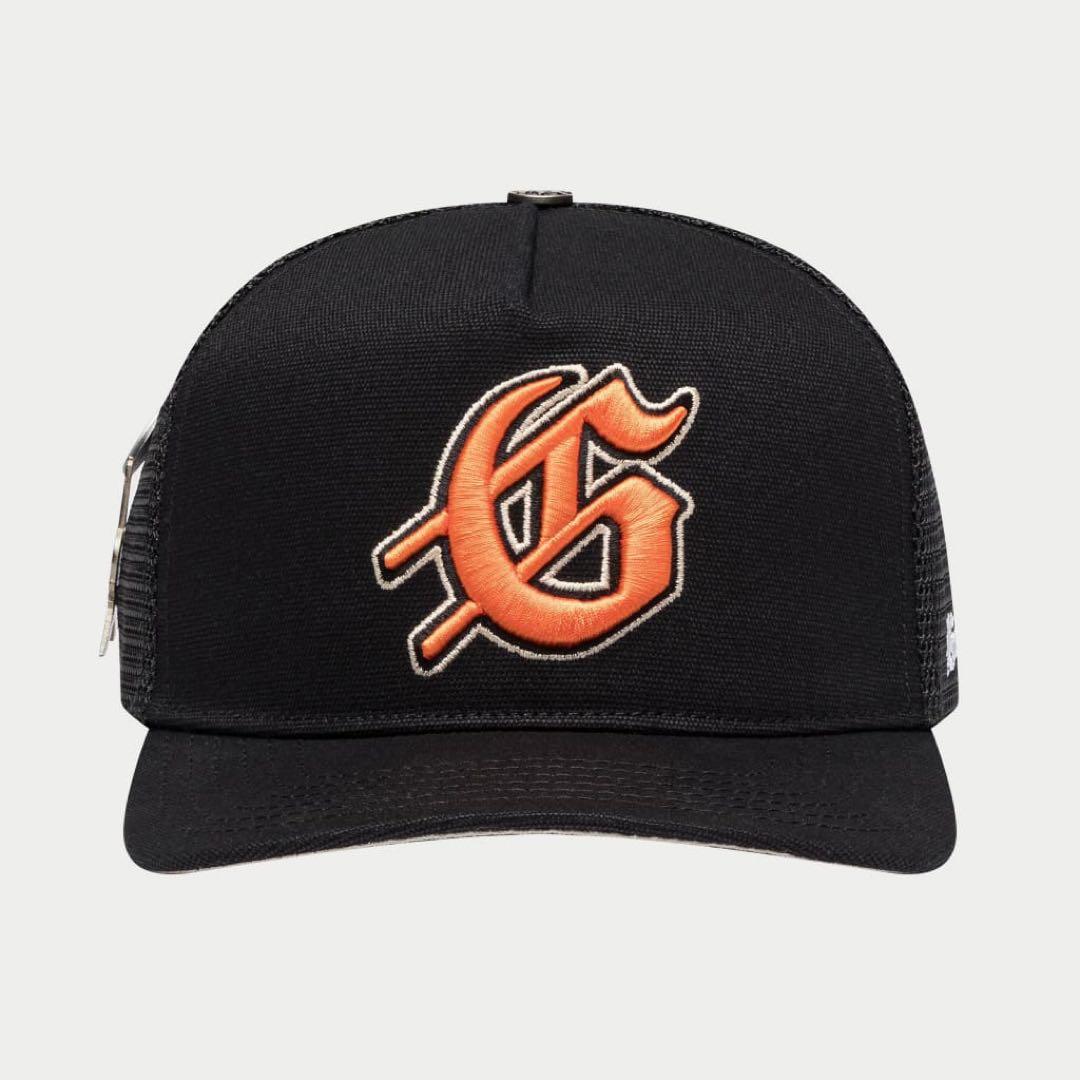 GS LOGO TRUCKER HAT BLACK/TANGERINE