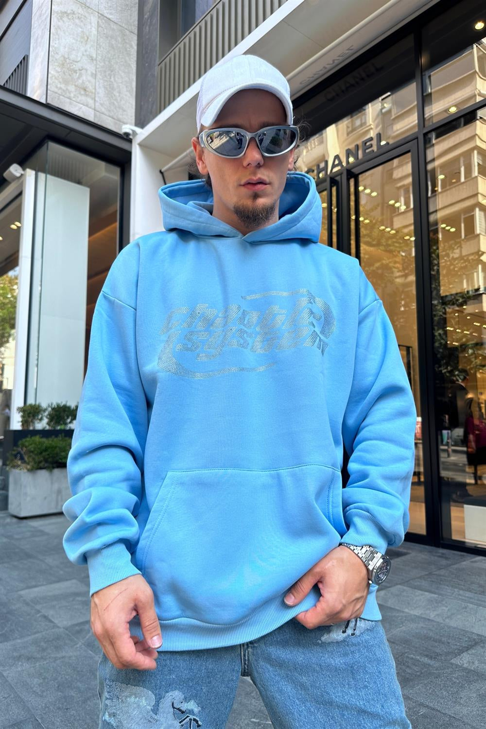 Inverse blue hoodie