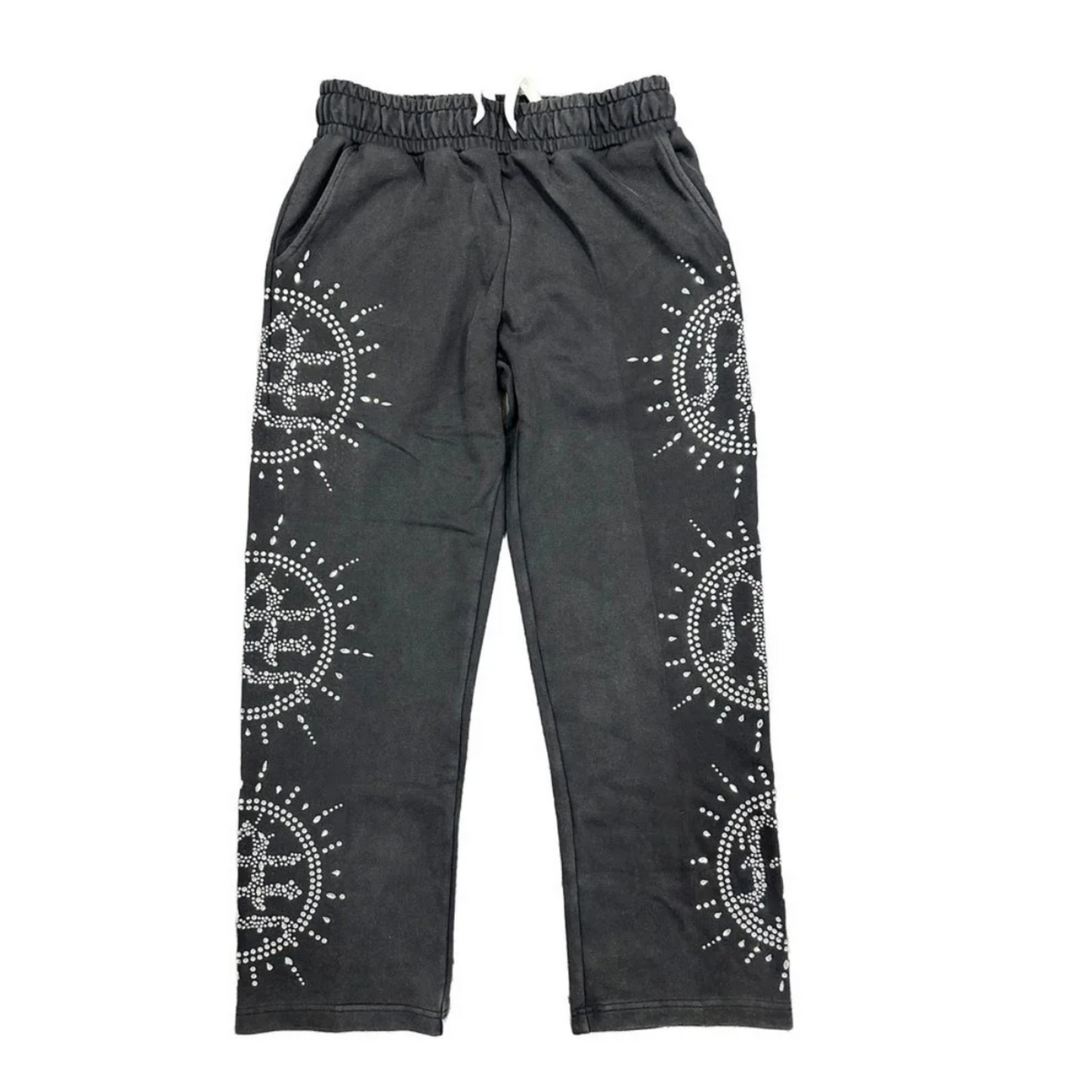Eclipse grey acid wash rhinestone sweats